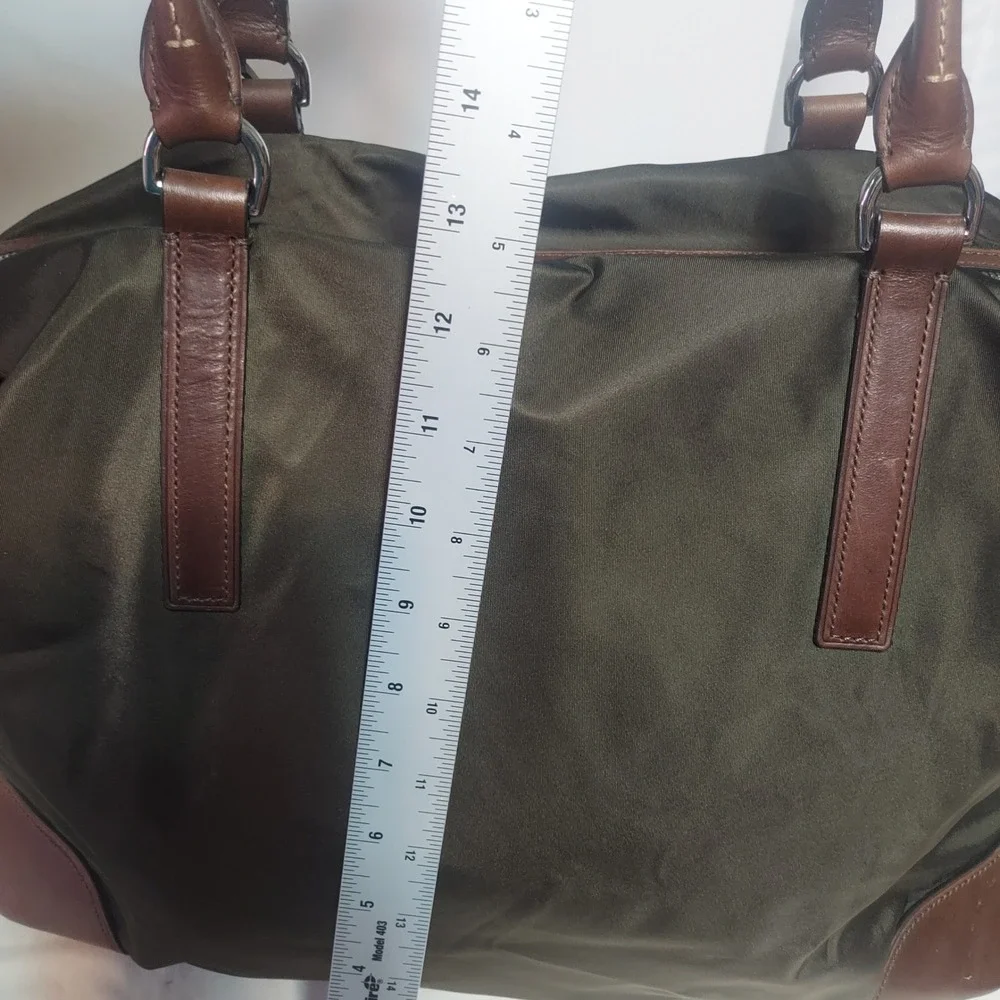 Tumi Olive Green Nylon Leather Trimmed Satchel Shoulder‎ Bag